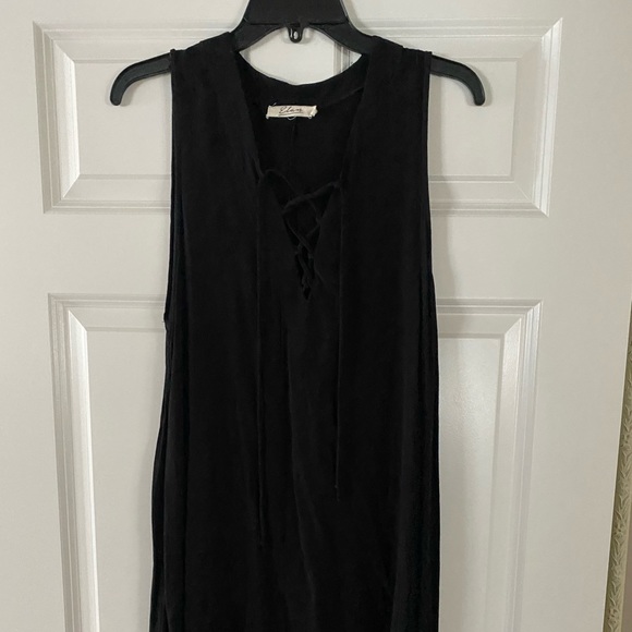 black dress with tie in front